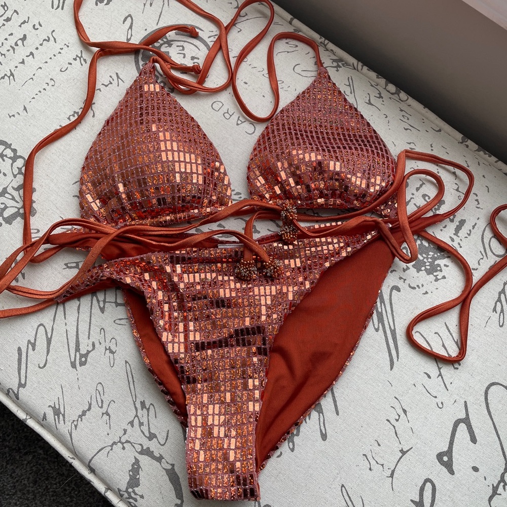 Shimmering Copper Bikini Set